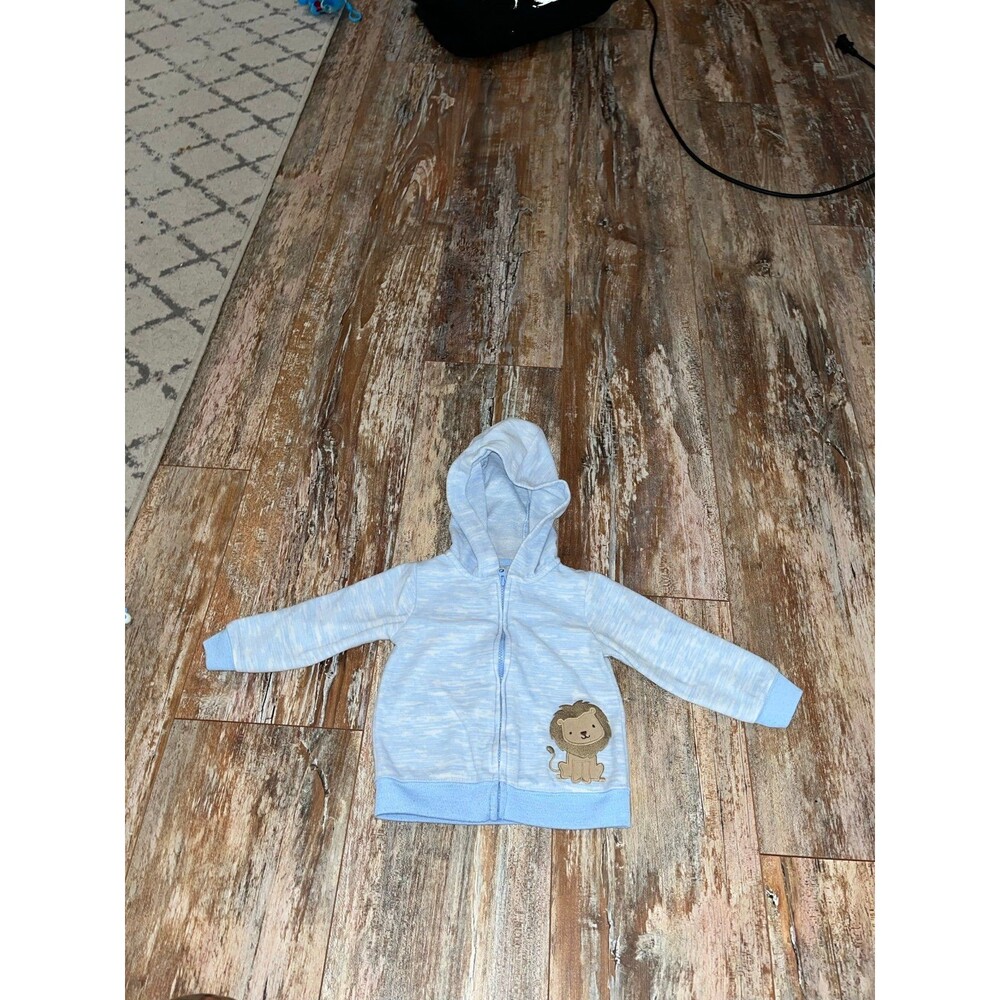 Carters Baby Boy Blue Lion Zip Up Hoodie Size 12 Months